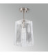 Forest Satin Nickel Pendant/Semi Flush/Semi Flush 1 x E27 Square Ribbed Glass (C)-13