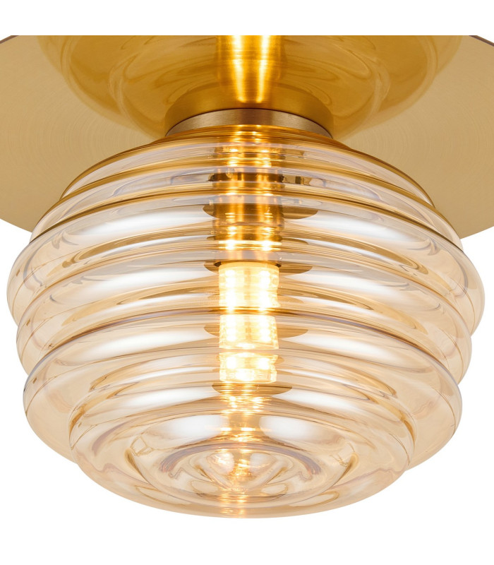 Astoria 21cm Round 1 Light Flush/Wall Light 160mm Glass Brass/Amber-6