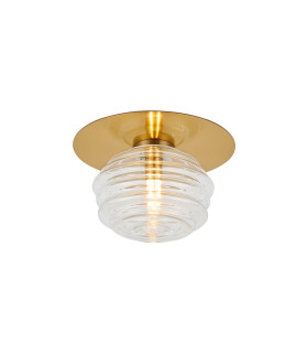 Astoria 21cm Round 1 Light Flush/Wall Light 160mm Glass Brass/Clear-1