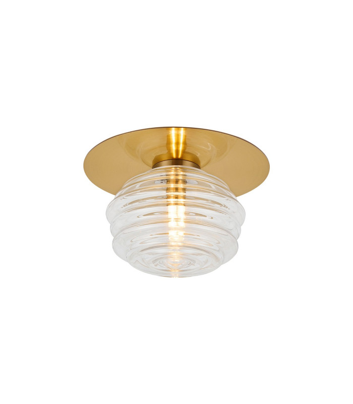 Astoria 21cm Round 1 Light Flush/Wall Light 160mm Glass Brass/Clear-1