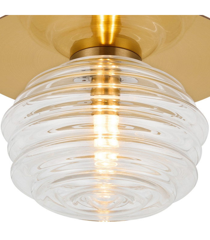 Astoria 21cm Round 1 Light Flush/Wall Light 160mm Glass Brass/Clear-6