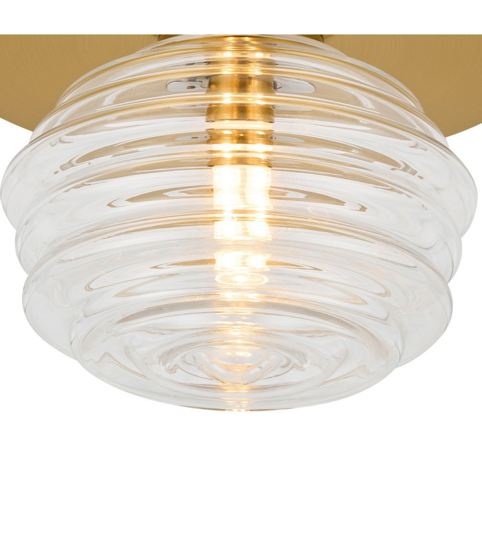 Astoria 21cm Round 1 Light Flush/Wall Light 160mm Glass Brass/Clear-7