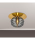 Astoria 21cm Round 1 Light Flush/Wall Light 160mm Glass Brass/Smoke-3