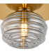 Astoria 21cm Round 1 Light Flush/Wall Light 160mm Glass Brass/Smoke-6