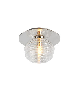 Astoria 21cm Round 1 Light Flush/Wall Light 160mm Glass Polished Nickel/Clear-1