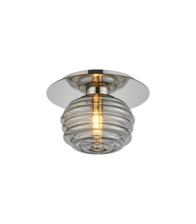 Astoria 21cm Round 1 Light Flush/Wall Light 160mm Glass Polished Nickel/Smoke-1