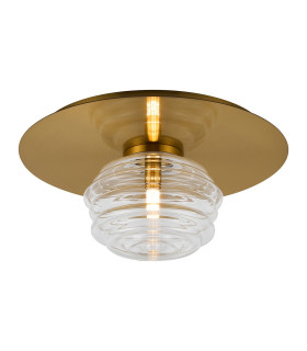 Astoria 35cm Round 1 Light Flush/Wall Light 180mm Glass Brass/Clear-1