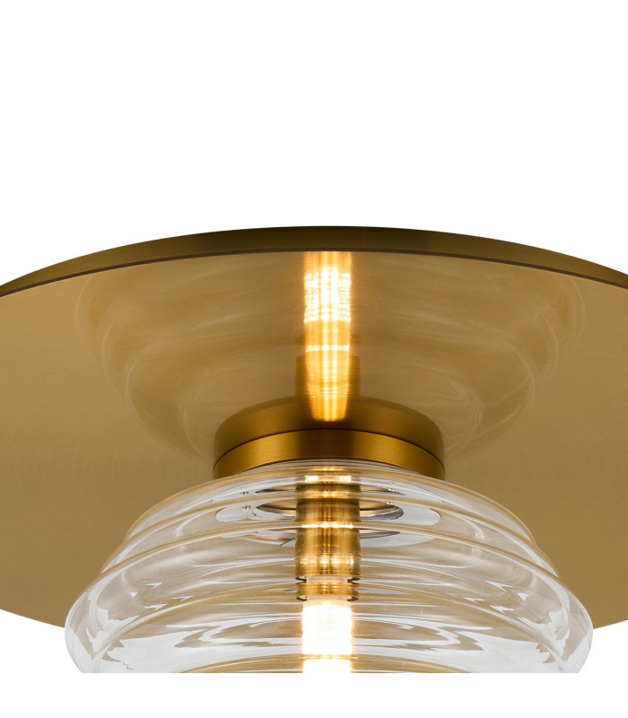 Astoria 35cm Round 1 Light Flush/Wall Light 180mm Glass Brass/Clear-5