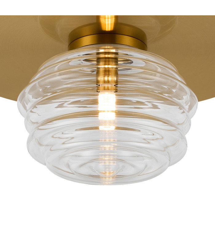 Astoria 35cm Round 1 Light Flush/Wall Light 180mm Glass Brass/Clear-6