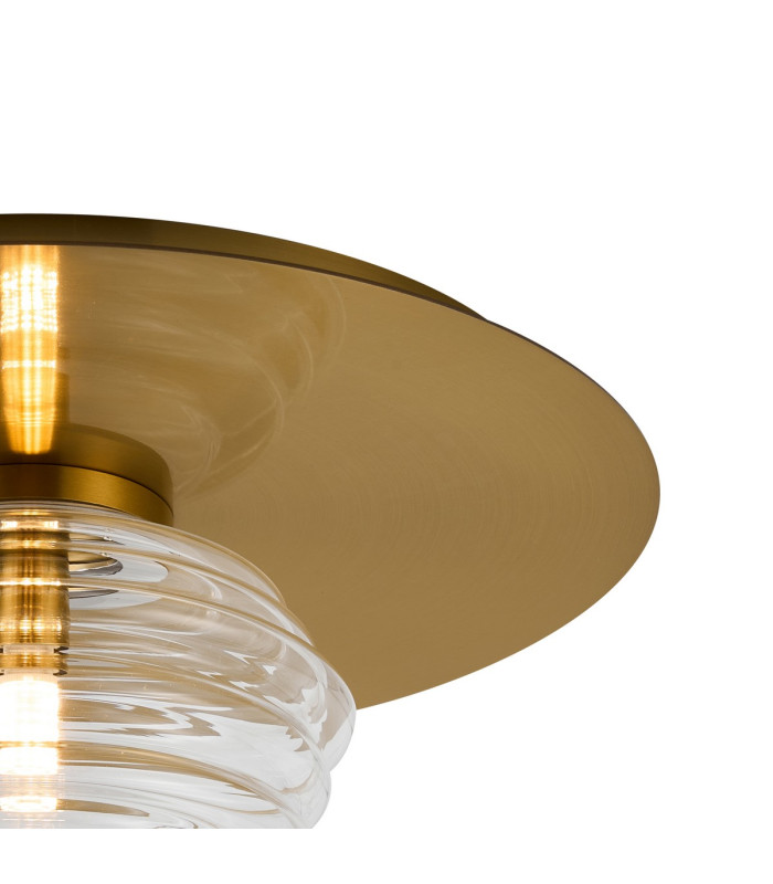 Astoria 35cm Round 1 Light Flush/Wall Light 180mm Glass Brass/Clear-7