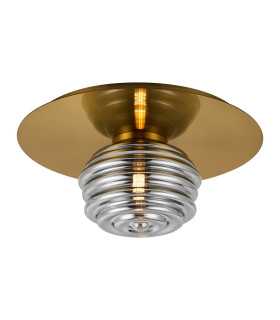 Astoria 35cm Round 1 Light Flush/Wall Light 180mm Glass Brass/Smoke-1