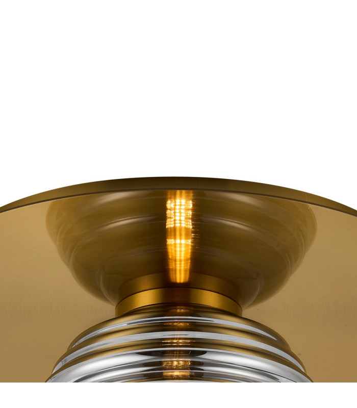 Astoria 35cm Round 1 Light Flush/Wall Light 180mm Glass Brass/Smoke-6