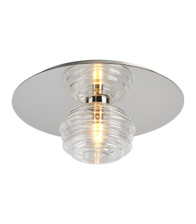 Astoria 35cm Round 1 Light Flush/Wall Light 180mm Glass Polished Nickel/Clear-1