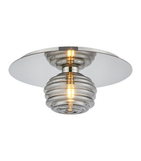 Astoria 35cm Round 1 Light Flush/Wall Light 180mm Glass Polished Nickel/Smoke-1