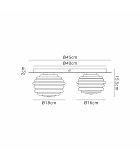 Astoria 45cm Round 2 Light Flush 160mm & 180mm Glass Brass/Amber-2