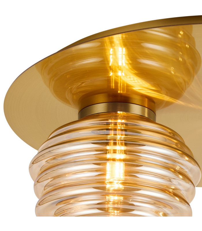 Astoria 45cm Round 2 Light Flush 160mm & 180mm Glass Brass/Amber-5