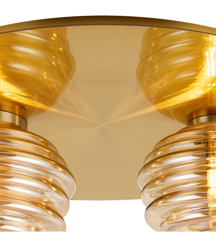 Astoria 45cm Round 2 Light Flush 160mm & 180mm Glass Brass/Amber-6