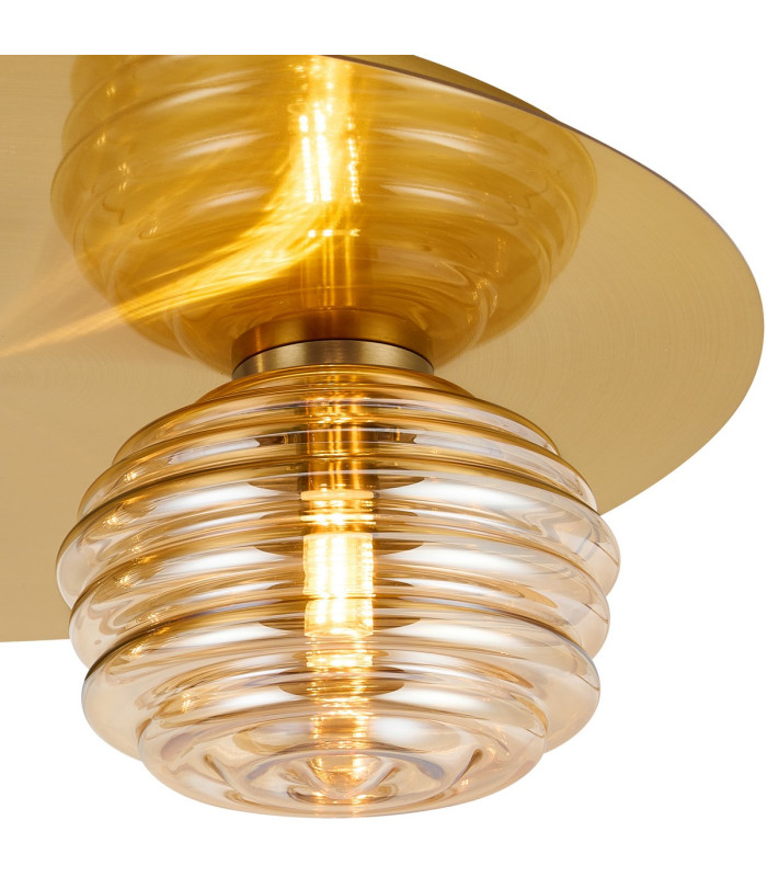 Astoria 45cm Round 2 Light Flush 160mm & 180mm Glass Brass/Amber-7