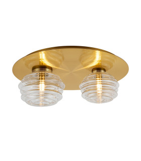 Astoria 45cm Round 2 Light Flush 160mm & 180mm Glass Brass/Clear-1