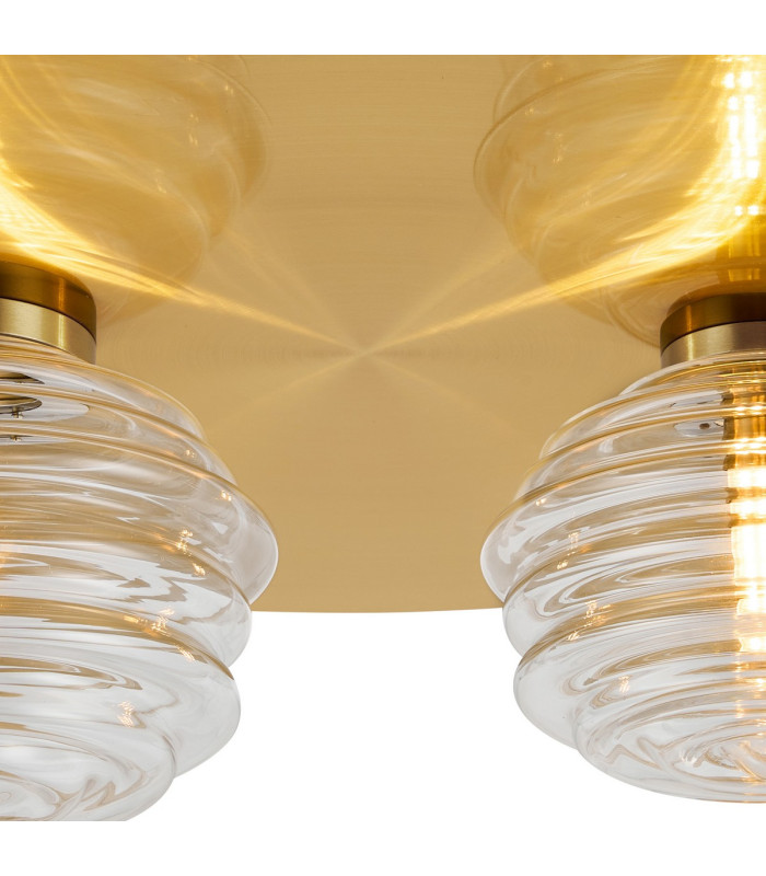 Astoria 45cm Round 2 Light Flush 160mm & 180mm Glass Brass/Clear-7