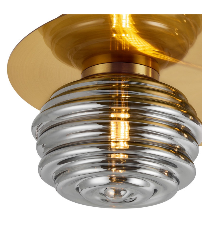 Astoria 45cm Round 2 Light Flush 160mm & 180mm Glass Brass/Smoke-5