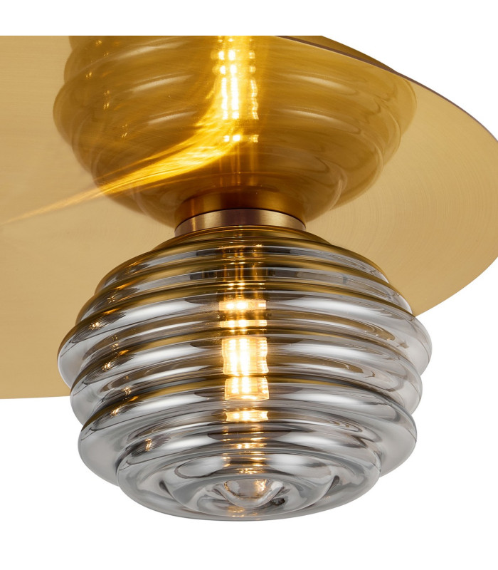 Astoria 45cm Round 2 Light Flush 160mm & 180mm Glass Brass/Smoke-6