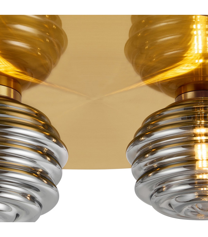 Astoria 45cm Round 2 Light Flush 160mm & 180mm Glass Brass/Smoke-7