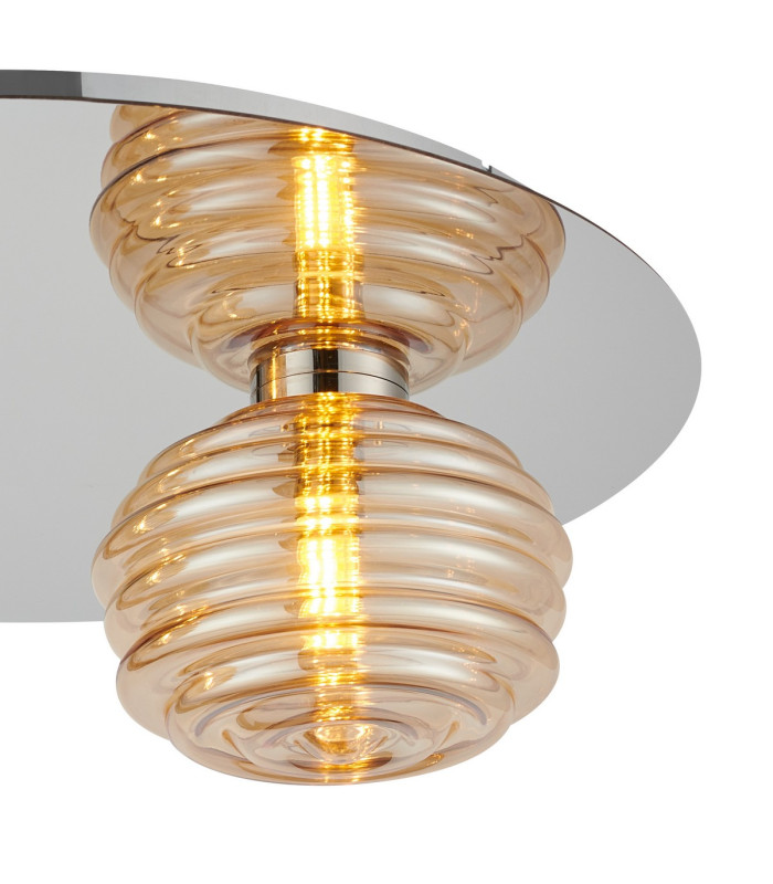 Astoria 45cm Round 2 Light Flush 160mm & 180mm Glass Polished Nickel/Amber-6
