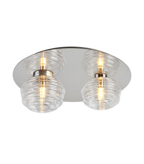 Astoria 45cm Round 2 Light Flush 160mm & 180mm Glass Polished Nickel/Clear-1