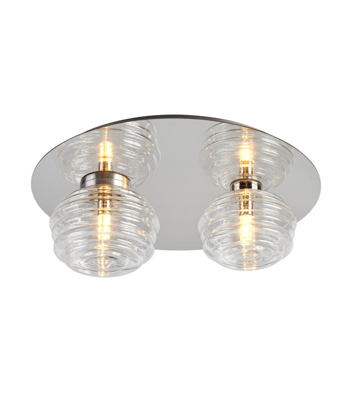Astoria 45cm Round 2 Light Flush 160mm & 180mm Glass Polished Nickel/Clear-1