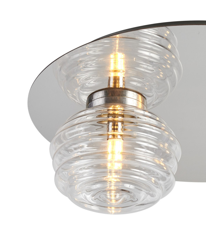 Astoria 45cm Round 2 Light Flush 160mm & 180mm Glass Polished Nickel/Clear-5