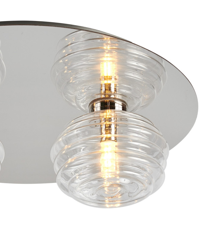 Astoria 45cm Round 2 Light Flush 160mm & 180mm Glass Polished Nickel/Clear-6