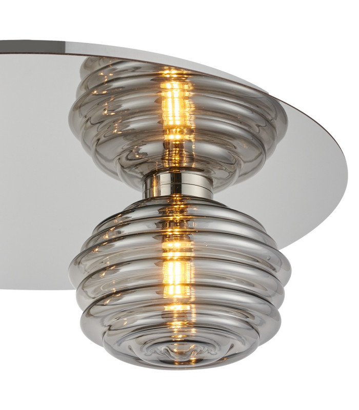 Astoria 45cm Round 2 Light Flush 160mm & 180mm Glass Polished Nickel/Smoke-6