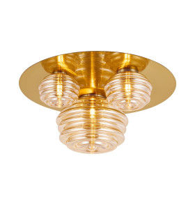 Astoria 60cm Round 3 Light Flush 160mm 180mm & 280mm Glass Brass/Amber-1