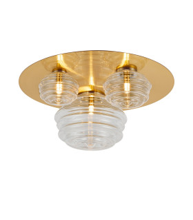 Astoria 60cm Round 3 Light Flush 160mm 180mm & 280mm Glass Brass/Clear-1