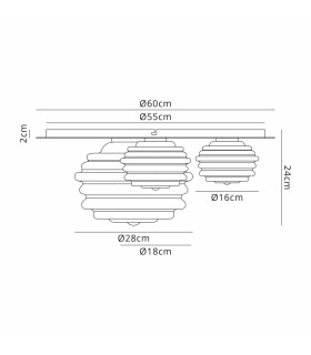 Astoria 60cm Round 3 Light Flush 160mm 180mm & 280mm Glass Brass/Clear-2