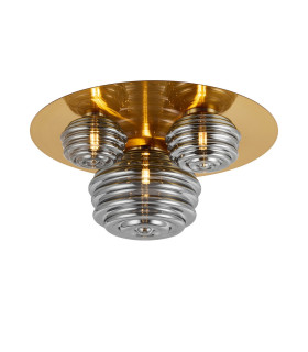 Astoria 60cm Round 3 Light Flush 160mm 180mm & 280mm Glass Brass/Smoke-1