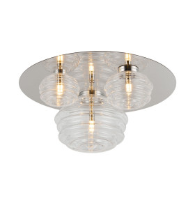 Astoria 60cm Round 3 Light Flush 160mm 180mm & 280mm Glass Polished Nickel/Clear-1