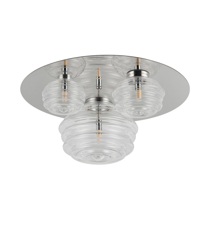 Astoria 60cm Round 3 Light Flush 160mm 180mm & 280mm Glass Polished Nickel/Clear-4
