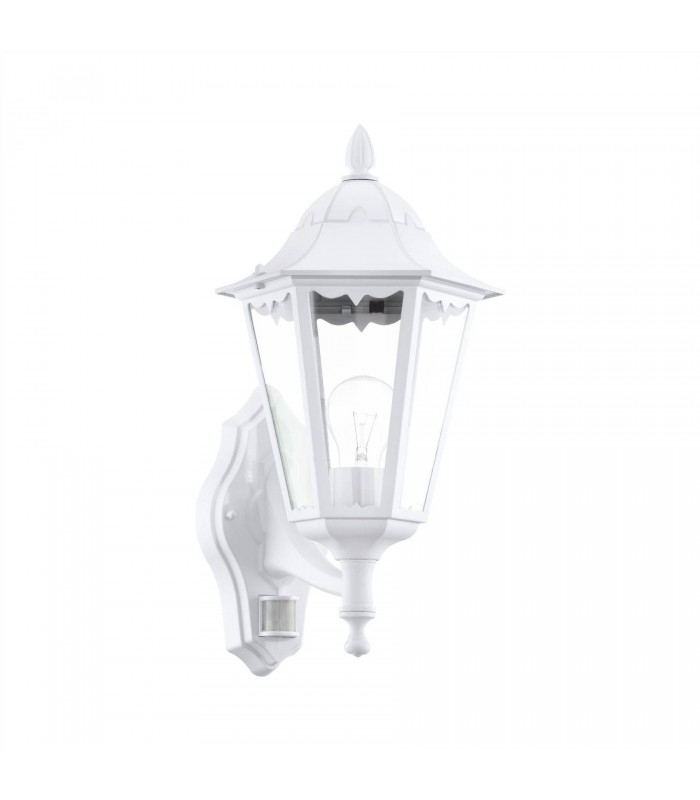 1 Light Outdoor Wall Lantern with PIR Sensor White IP44, E27 - 1
