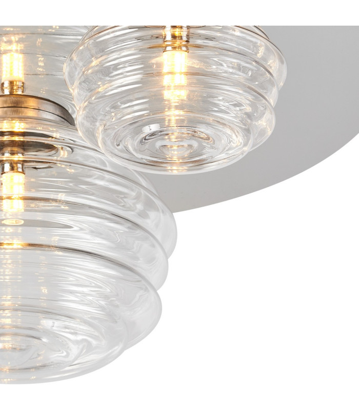 Astoria 60cm Round 3 Light Flush 160mm 180mm & 280mm Glass Polished Nickel/Clear-6