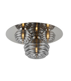Astoria 60cm Round 3 Light Flush 160mm 180mm & 280mm Glass Polished Nickel/Smoke-1