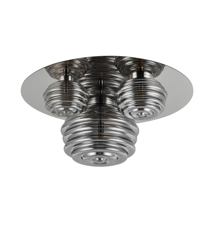 Astoria 60cm Round 3 Light Flush 160mm 180mm & 280mm Glass Polished Nickel/Smoke-4