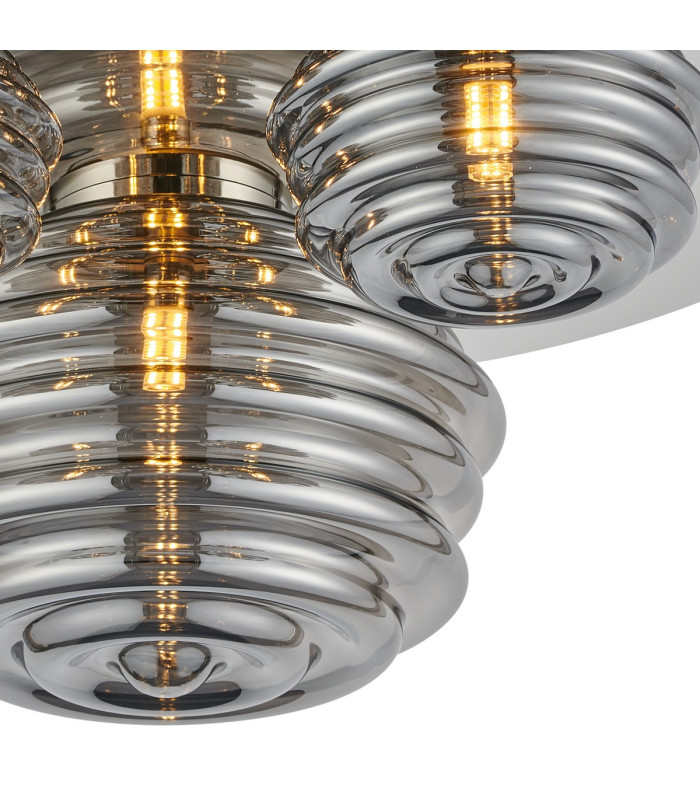 Astoria 60cm Round 3 Light Flush 160mm 180mm & 280mm Glass Polished Nickel/Smoke-6