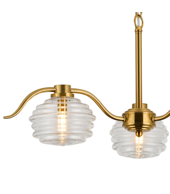 Astoria 70cm 3 Light Multi Arm Pendant/Semi Flush 160mm Glass Brass/Clear-8