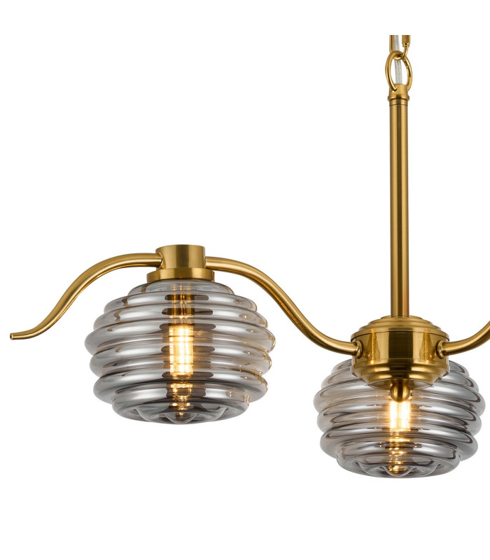 Astoria 70cm 3 Light Multi Arm Pendant/Semi Flush 160mm Glass Brass/Smoke-8