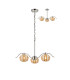 Astoria 70cm 3 Light Multi Arm Pendant/Semi Flush 160mm Glass Polished Nickel/Amber-1
