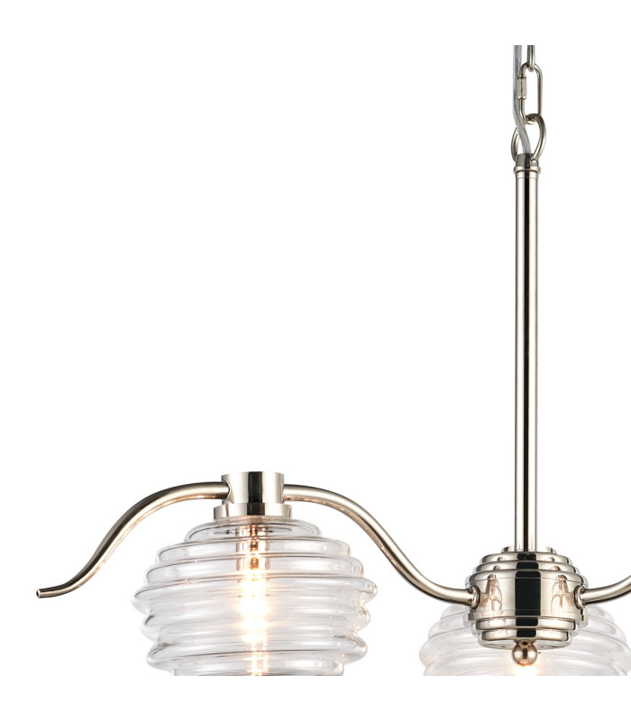 Astoria 70cm 3 Light Multi Arm Pendant/Semi Flush 160mm Glass Polished Nickel/Clear-6