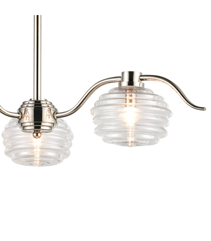 Astoria 70cm 3 Light Multi Arm Pendant/Semi Flush 160mm Glass Polished Nickel/Clear-7