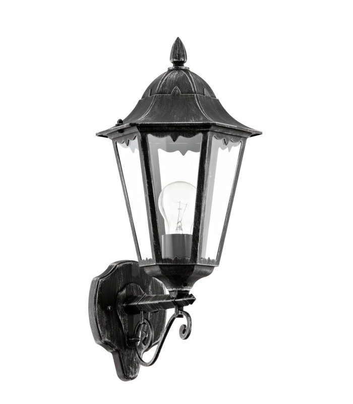 1 Light Outdoor Wall Lantern Black, Silver-Patina IP44, E27 - 1